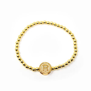316L Stainless Steel Stretch Initial Bracelet Gold Plated-R