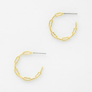 14K Gold Plated Brass Paperclip Hoop Earrings