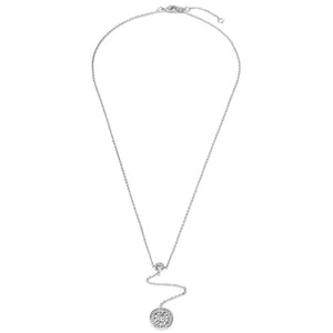 16" CZ Circle Chain Drop Necklace RhodiumPl. - Mimmic Fashion Jewelry