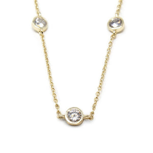 16 Inch CZ Diamond Stations Gold Plated - Mimmic Fashion Jewelry