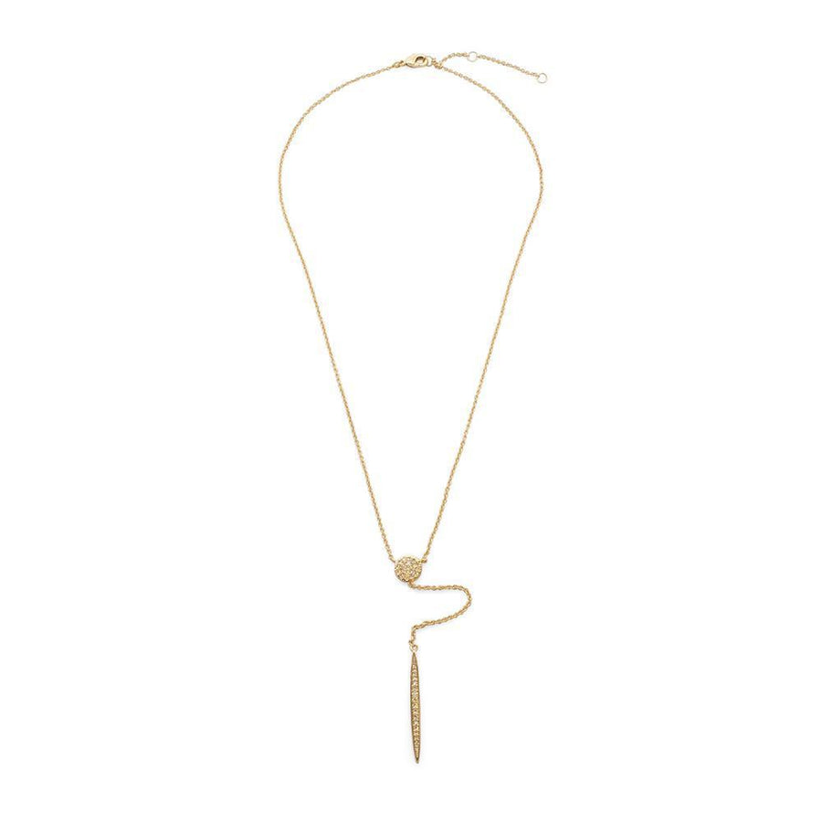 16 Inch Gold Plated CZ Stiletto Chain Drop Necklace - Mimmic Fashion Jewelry