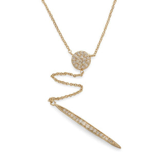 16 Inch Gold Plated CZ Stiletto Chain Drop Necklace - Mimmic Fashion Jewelry