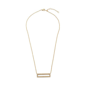 16" Necklace CZ Retangle Pendant Gold Plated - Mimmic Fashion Jewelry