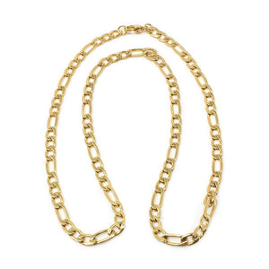 22 Inch Stainless Steel PVD Gold Figaro Chain - Mimmic Fashion Jewelry