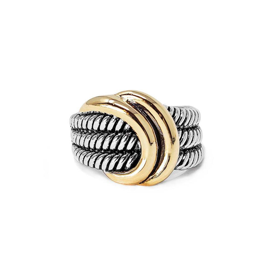 2Tone Cable Buckle Ring - Mimmic Fashion Jewelry