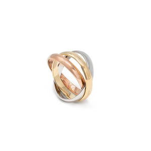 3Tone Interlocked Plain Rings - Mimmic Fashion Jewelry