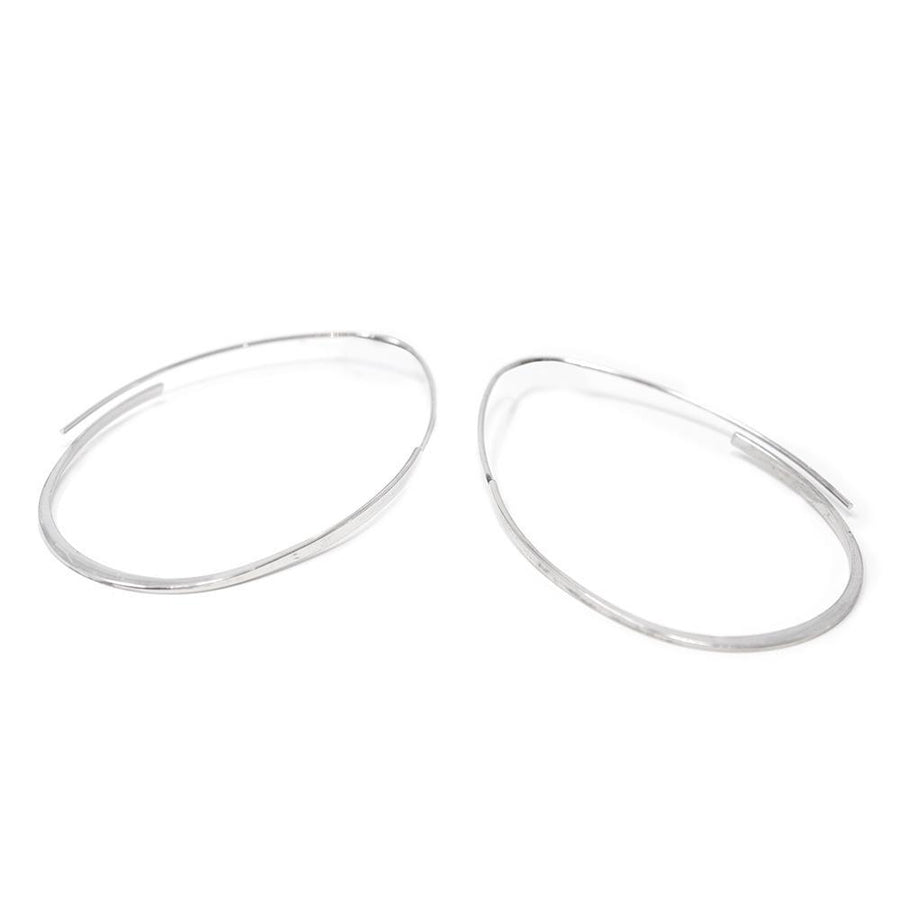 60mm Oval Pin Hoop Earrings 24kt White Gold Dip - Mimmic Fashion Jewelry