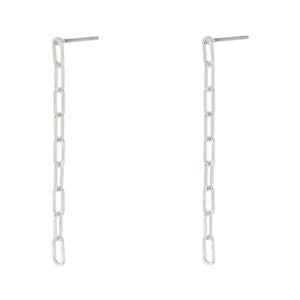 Brass Paperclip Drop Earrings Rhodium Plated