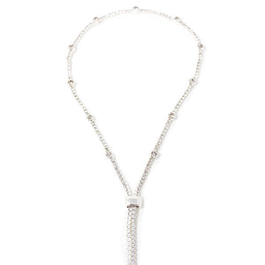 Clear Crystal Backdrop Lariat Necklace - Mimmic Fashion Jewelry