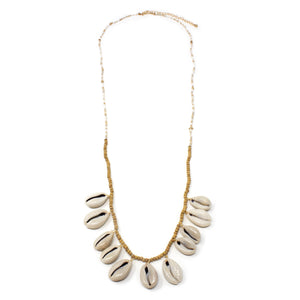 Cowrie Station Long Necklace Nat - Mimmic Fashion Jewelry