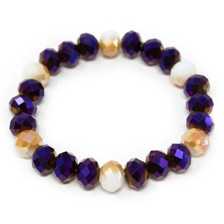 Glass Bead Stretch Bracelet Purple - Mimmic Fashion Jewelry