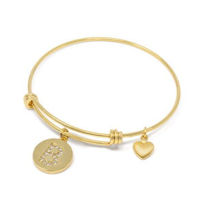 Handmade 20KT GoldPl Crystal Initial Bracelet B - Mimmic Fashion Jewelry