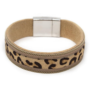 Ivory Animal Print Leather Bracelet - Mimmic Fashion Jewelry