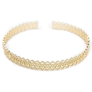 Lace Design Thin Cuff Bracelet Gold Tone - Mimmic Fashion Jewelry