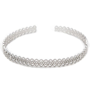 Lace Design Thin Cuff Bracelet Rhodium Plated - Mimmic Fashion Jewelry