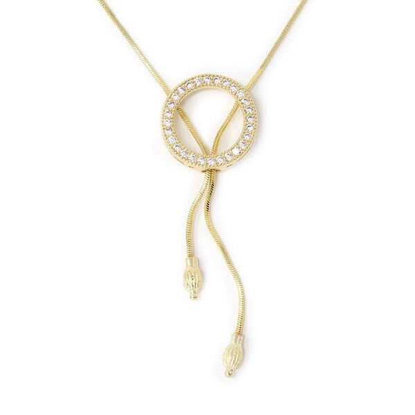 Goldtone + outlets Leather Lariat Necklace