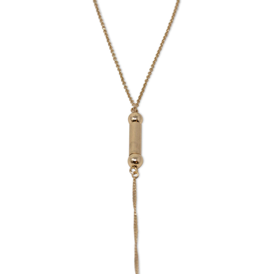 Lariat Necklace with Metal Bar Drop Gold Plated - Mimmic Fashion Jewelry