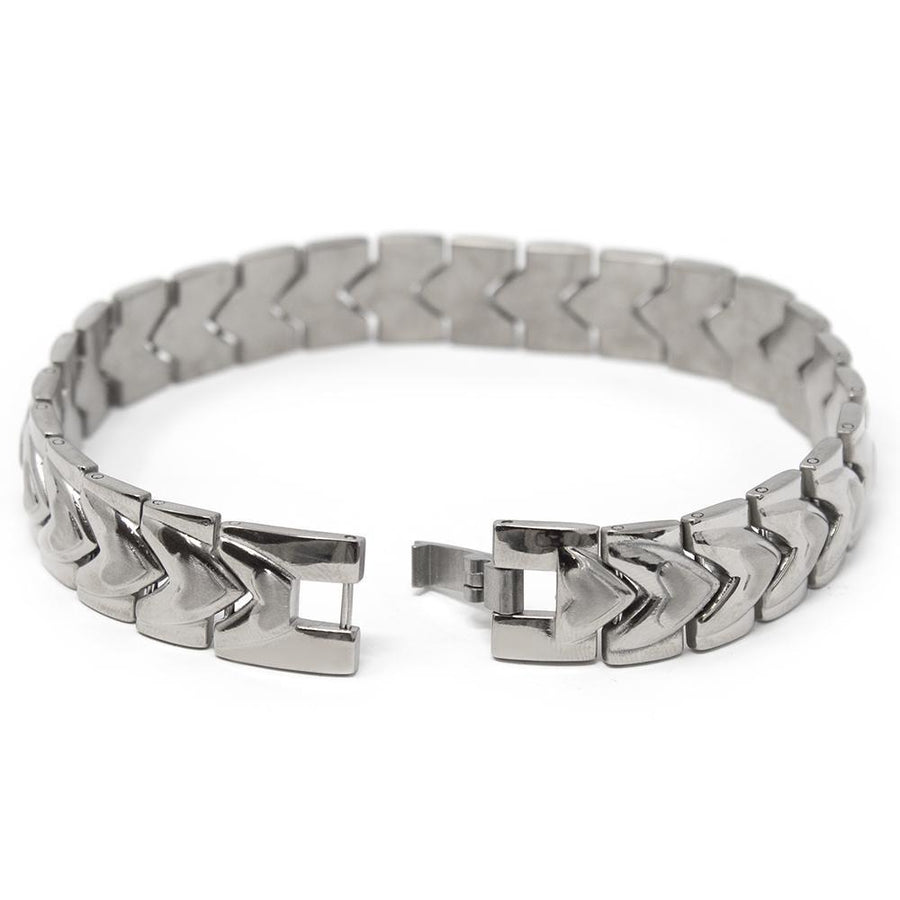 Men's Stainless Steel Heart Link Bracelet with Magnet - Mimmic Fashion Jewelry