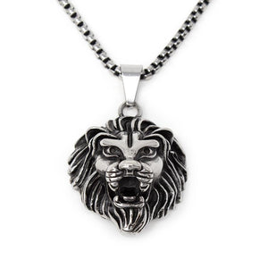 Men's Stainless Steel Lion Head Pendant in Chain - Mimmic Fashion Jewelry
