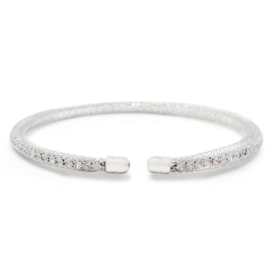 Mesh Clear Crystal Bracelet Bangle Rhodium Pl - Mimmic Fashion Jewelry