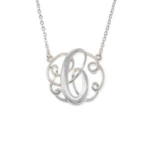 Monogram Initial Necklace C Silver Tone - Mimmic Fashion Jewelry