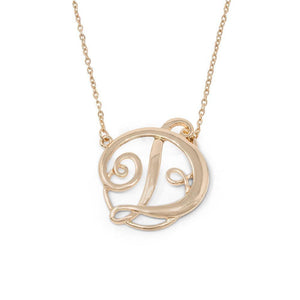 Monogram initial Necklace D GoldTone - Mimmic Fashion Jewelry