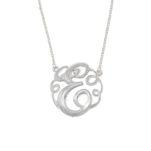 Monogram initial Necklace E SilverTone - Mimmic Fashion Jewelry