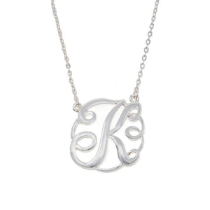 Monogram initial Necklace K SilverTone - Mimmic Fashion Jewelry