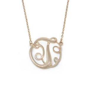 Monogram initial Necklace T GoldTone - Mimmic Fashion Jewelry