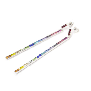MultiColor Crystal Line Post Earrings - Mimmic Fashion Jewelry