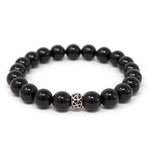 Onyx Men's Bracelet with 925 Stainless Steel Bead - Mimmic Fashion Jewelry