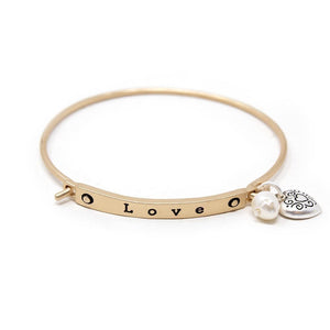 Pearl Love Hook Bangle Gold Tone - Mimmic Fashion Jewelry