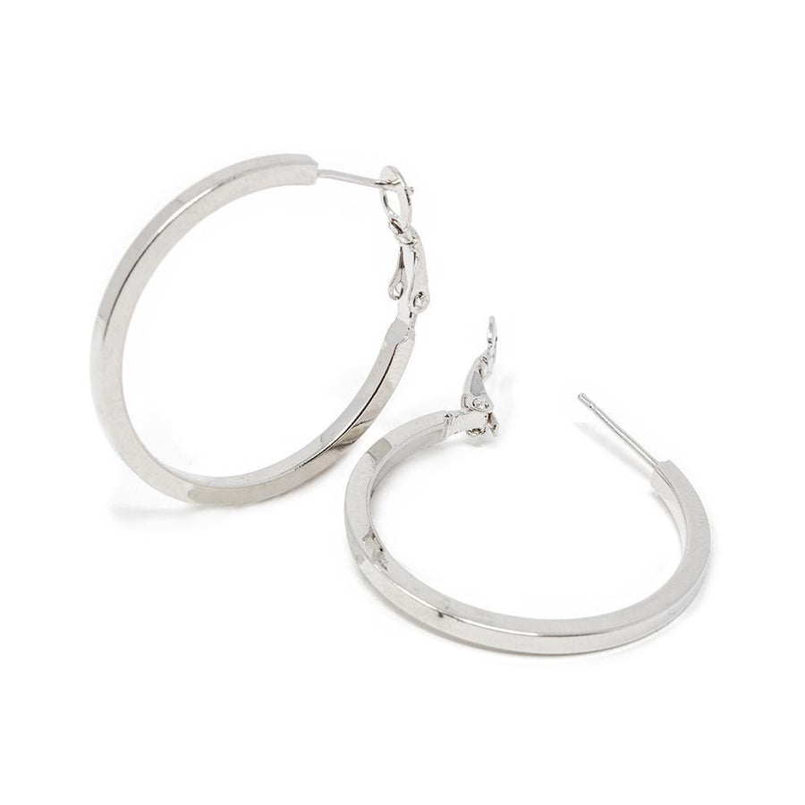 Plain Hoop Earrings 30MM Rhodium Plated - Mimmic Fashion Jewelry
