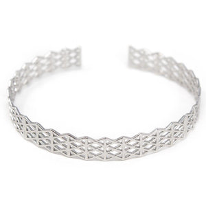 Rhombus Cuff Bracelet Rhodium Pl - Mimmic Fashion Jewelry