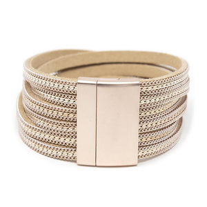 Six Row Bracelet Suede Chain Rose Gold Tone - Mimmic Fashion Jewelry