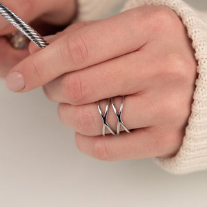 Stainless ST Double X Ring - Mimmic Fashion Jewelry
