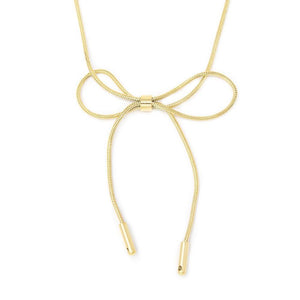 Stainless St Bow Choker Necklace Gold Pl - Mimmic Fashion Jewelry