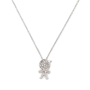 Stainless St Pave Boy Necklace - Mimmic Fashion Jewelry