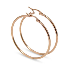 Stainless Steel 40MM Hoop Earrings Rose Gold Plated - Mimmic Fashion Jewelry