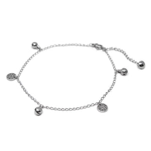 Stainless Steel Anklet Disc Jingle Bell Charm - Mimmic Fashion Jewelry