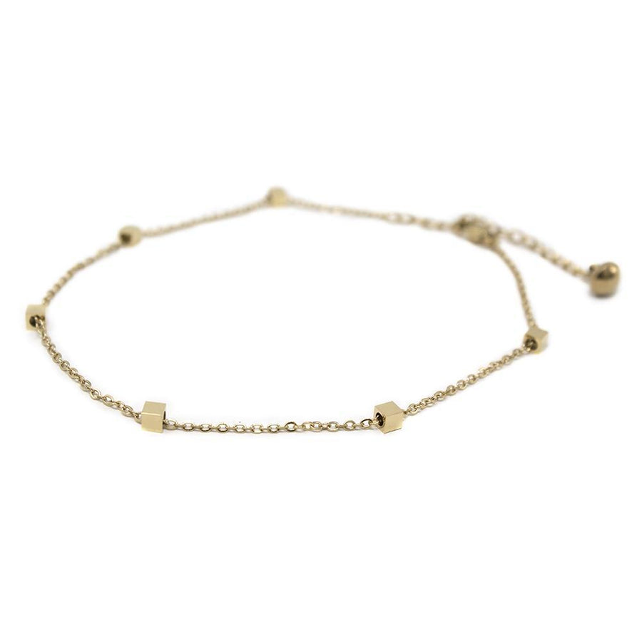 StSteel Anklet Tiny Cubes Gold Pl - Mimmic Fashion Jewelry