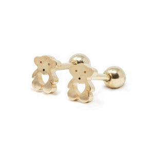 Stainless Steel Baby Stud Earrings Tiny Bear Gold Plated - Mimmic Fashion Jewelry