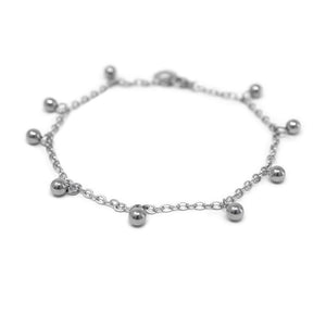 Stainless Steel Ball Charm Anklet - Mimmic Fashion Jewelry