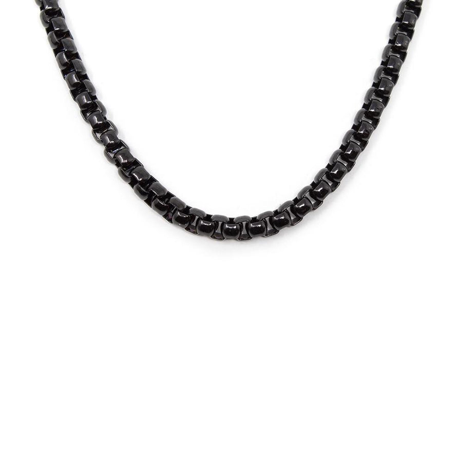 Stainless Steel Black Ion Plated Box Chain Necklace 24 Inch - Mimmic Fashion Jewelry
