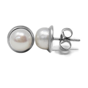Stainless St Boy and Pearl Charm Neck/Earrings Set - Mimmic Fashion Jewelry