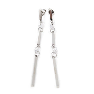 Stainless Steel CZ Strings Post Drop Earrings - Mimmic Fashion Jewelry