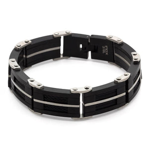 Stainless Steel Cable Bracelet Black - Mimmic Fashion Jewelry