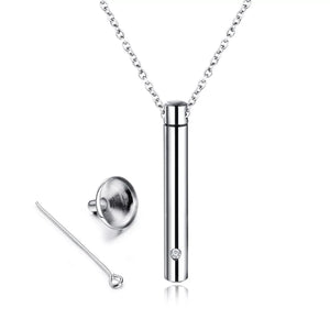 Stainless Steel Cremation Cylinder Pendant Necklace