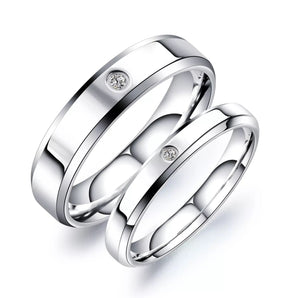 Stainless Steel Faceted Wedding Ring