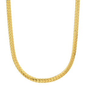 Stainless Steel Flat Curb Cuban Chain Men's Necklace Gold Pl 24 In
